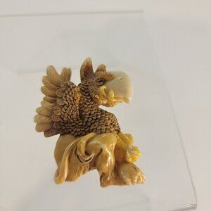 Ralph Massey Signed Raven Resin Brooch Pin Gryphon Alice in Wonderland